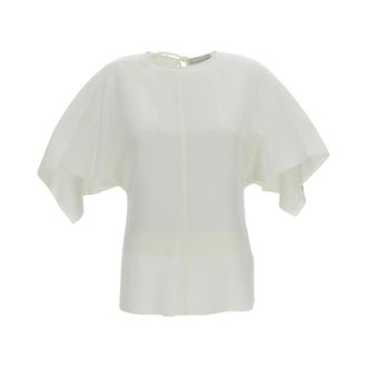 Stella McCartney Stella McCartney, T-Shirts, female, Beige, Size: M Handkerchief Satin Top