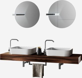Aqa Mobile Bagno Sospeso Con Doppio Lavabo E Specchi Astra - Noce