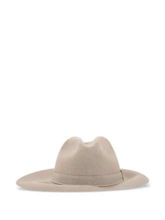 Fay wide-brim logo-plaque hat - women - Virgin Wool - M - Neutrals