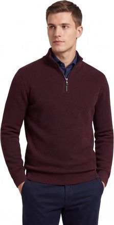 Casamoda Casa Moda trui effen bordeaux half zip wijde fit