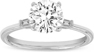 LuvMyJewelry 14K White Gold Round Cut Lab Grown Diamond 3 Stone Engagement Ring - 1.48 ctw