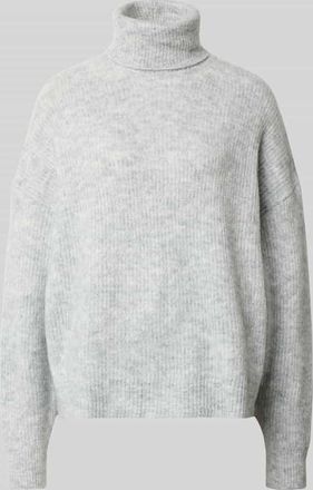 Rich & Royal Rollkragenpullover in Melange-Optik in Mittelgrau, Größe XS