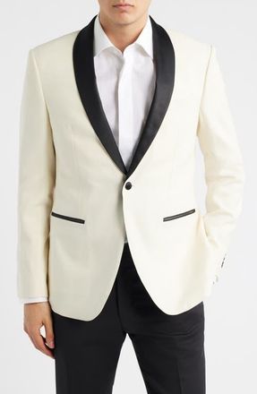 John Varvatos Brooklyn Off White Virgin Wool Dinner Jacket in Cream at Nordstrom, Size 40 Regular