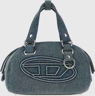 Diesel Borsa a mano mini 1DR Dome in denim di cotone con logo Oval D