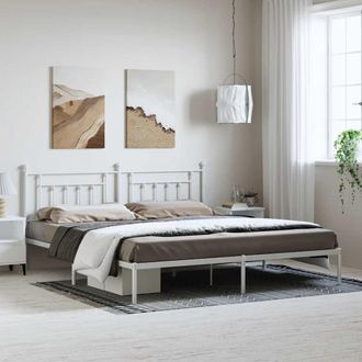 vidaXL Estructura Cama Sin Colch&oacute;n Con Cabecero Metal Blanco 193x203cm Vidaxl