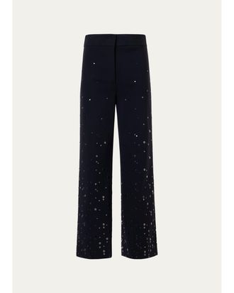 Akris Chieko Embellished Straight-Leg Ankle Pants
