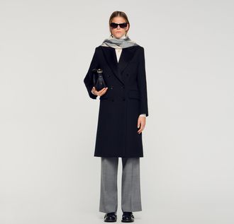 Sandro Long coat with satin lapels