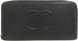 Chanel Pre-owned Wallets, female, Black, Size: ONE SIZE Pre-owned Vintage Long Wallet (bi-fold)