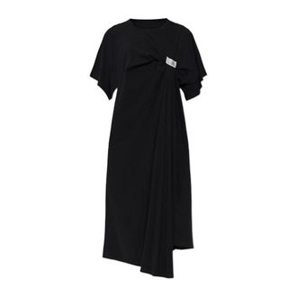 Maison Margiela Oversized jurk met patch - Dames - Casual kleedjes - Zwart - XS - Katoen - Kleedjes