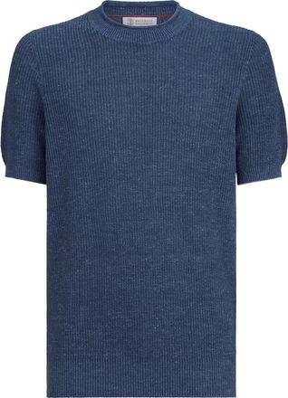 Brunello Cucinelli Linen and cotton T-shirt in Denim at Nordstrom, Size 58 It