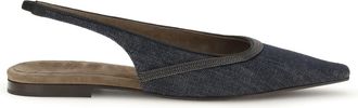 Brunello Cucinelli Denim Slingback Ballerinas