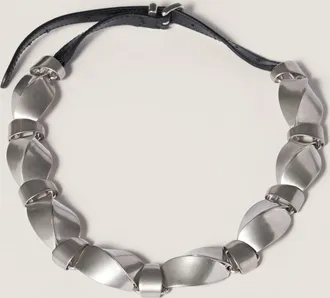 Miu Miu Metal and leather necklace