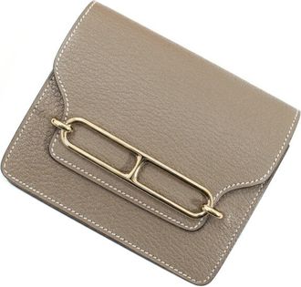 Herm&egrave;s Etoupe Gray Chevre Myzore Leather Wallet (Bi-Fold) (Pre-Owned)