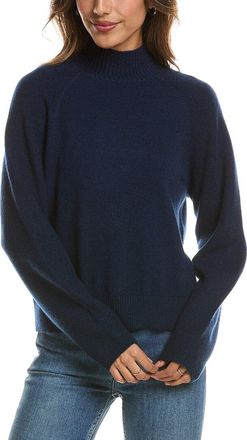 Fort&eacute; Cashmere Mix Stitch Raglan Mock Neck 100% Cashmere Sweater