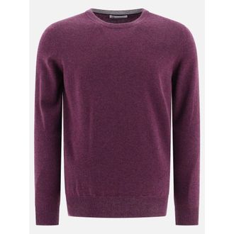 Brunello Cucinelli Plum Cashmere Crewneck Sweater, Brand Size 44 (US Size 34)