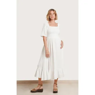 Nom Maternity Raquel Maternity & Nursing Dress in White at Nordstrom, Size X-Large