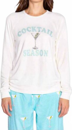 PJ Salvage Cocktail Season Long Sleeve Top In Ivory