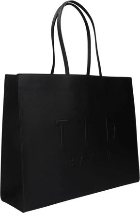 Ted Baker Tassen, Dames, Zwart, ONE Size, Polyester, Iconna Patent Webbing Strap Wide Icon Tote Bag