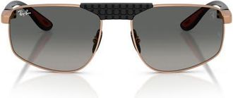 Ray-Ban 58mm Ferrari Gradient Irregular Sunglasses in Matte Rose Gold /Grey at Nordstrom