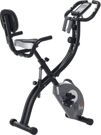 HOMCOM Homcom - Bicicleta Est&aacute;tica Plegable Con Sensor De Pulso Pantalla Lcd Resistencia Ajustable De 8 Niveles Sill&iacute;n Regulable 107x53x107cm