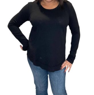 bobi Center Rib Mix Crewneck Tee In Black