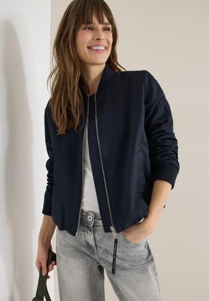 Cecil Blouson CECIL, Damen, Gr. XL (44), blau navy, Web, Obermaterial: 66% Baumwolle, 34% Polyamid. Futter: 100% Polyester, unifarben, regular fit normal, R