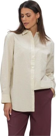 Modstr&ouml;m Overhemden, Dames, Beige, XS, Katoen, Viggemd Stripe Shirt