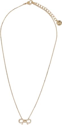 Ferragamo Gold Bow Heart Charm Brass Necklace