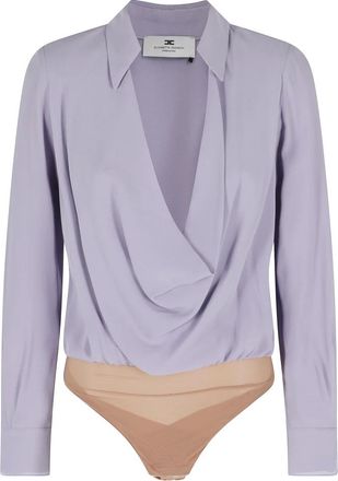 Elisabetta Franchi Camicia a Body - Dames - Bodies - Paars - L - Organza - Tops