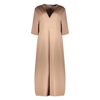 Fabiana Filippi Midi Dresses, female, Beige, 2XL, V-neck Wool Dress with Pockets