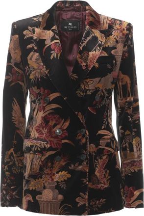 Etro Dubbelrijige fluwelen blazer - Dames - Blazers - Zwart - M - Jassen