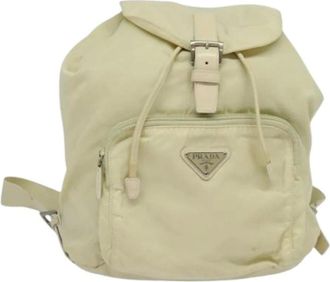 Prada Pre-owned Backpacks, female, Beige, Size: ONE SIZE Pre-owned Vintage Nylon Backpack