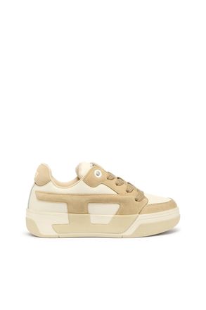 Diesel D-Ollie-Distressed sneakers in leather and suede - Sneakers - Woman - Beige