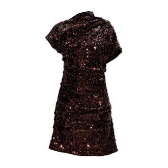 Ganni Party Dresses, female, Brown, Size: XS Sequins Mini Dress