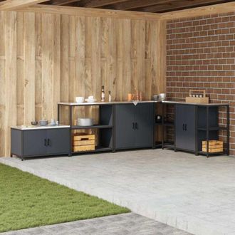 vidaXL Vidaxl - Estante De Almacenamiento De Cocina Con Estante Antracita Acero