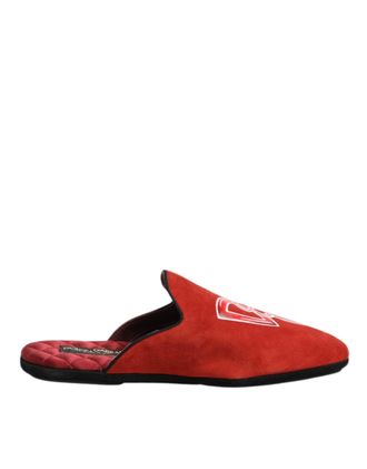 Dolce & Gabbana Rode Suede DG King Heren Huisslippers Schoenen