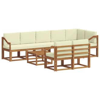 vidaXL Conjunto De Sof&aacute;s De Exterior Con Coj&iacute;n 9 Pcs Natural Y Crema Vidaxl