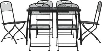 vidaXL Vidaxl - Juego De Comedor De Jard&iacute;n 7 Pzas Malla Met&aacute;lica Gris Antracita