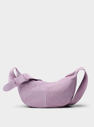 Simons Womens Minimalist suede half-moon bag Exclusive collection from Italy