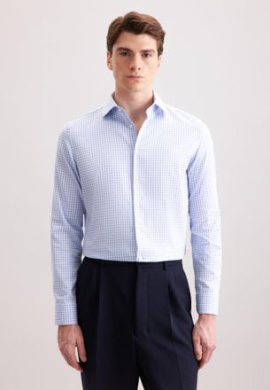 Seidensticker Flanellhemd SEIDENSTICKER Schwarze Rose, Damen, Gr. XL (43), normale &Auml;rmell&auml;ngen, blau, 100% Baumwolle, kariert, slim fit, 2-Knopf-Manschette, Hemden 