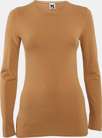 M Missoni Beige Stretch Knit Crewneck Sweatshirt