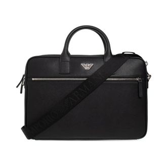 Emporio Armani Duffle Bag - Heren - Laptoptassen - Zwart - ONE Size - Leer - Tassen
