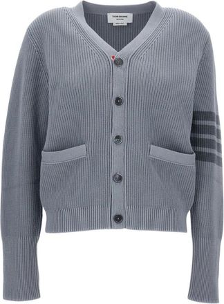 Thom Browne V-neck Cardigan - Heren - Vesten - Grijs - S - Katoen - Truien & Vesten