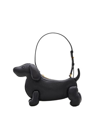 Thom Browne Black Dachshund-Shaped Leather Shoulder Bag