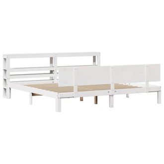 Berkfield Home Beautiful Bed Frame with Headboard without Mattress White 180x200 | Size: Super King