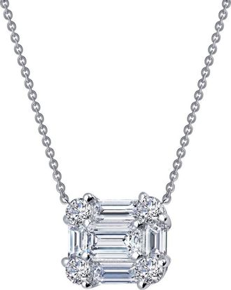 Lafonn Baguette Halo Pendant Necklace in Silver/Clear at Nordstrom Rack