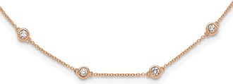Diamond2Deal 14k Rose Gold 1 1/3 Ct Lab Grown Diamond Twenty Station Necklace 20 Clarity VS, Color D-E