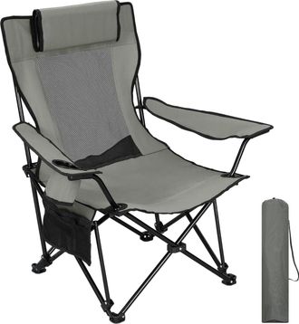 Woltu Woltu Juego De 1 Silla Plegable De Pesca Con Reposacabezas Plegable Y Respaldo Ajustable. Silla Plegable Port&aacute;til Con Portavasos Y Reposapi&eacute;s Para Cam