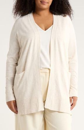 Nordstrom Open Front Cardigan in Beige Oatmeal Light Heather at Nordstrom Rack, Size 1X