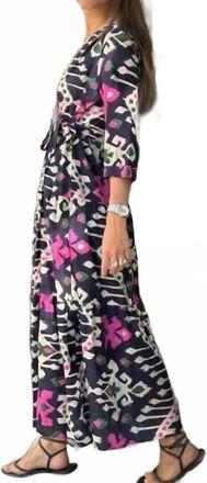 Vilagallo Womens Ikat Dress In Navy